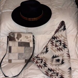 Southwestern bundle Myra Crossbody Natasha Felt Hat & southwestern neck wrap NWT